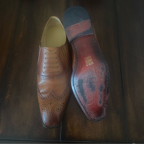 Maison Forte Classic Brown Leather Men's Dress Shoes 9 - Picture 6 of 10